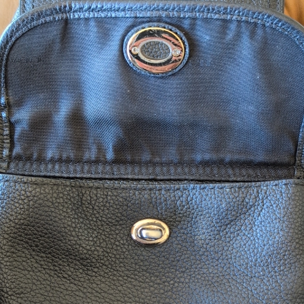 Coach Black Pebbled Leather Mini Turnlock Backpack with Gold Accents - Picture 12 of 16